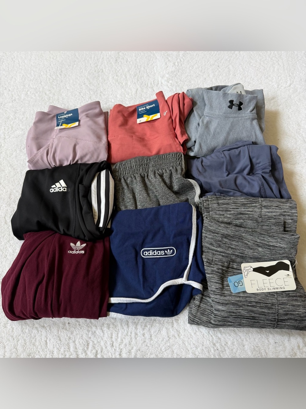 Lot of 9 athletic women size M bundle leggings tops adidas under armor old navy